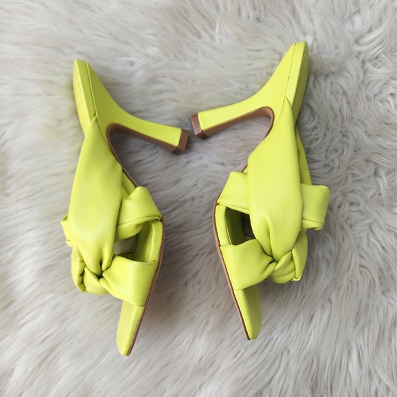 MNG Mango Square Toe Heeled Padded Mule Sandals Lime - Picture 6 of 9